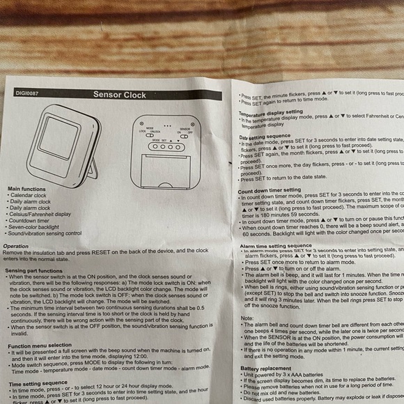 Touch Sensitive Multi Function White Digital Clock, 5 Modes. - Picture 12 of 13